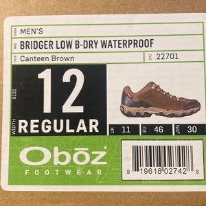 Oboz Bridger Low Cut Hiking Shoes, US Mens 12 (Brown)